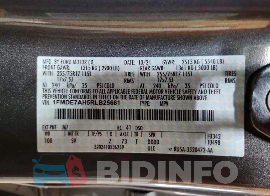 1FMDE7AH5RLB25681 Photo# 13