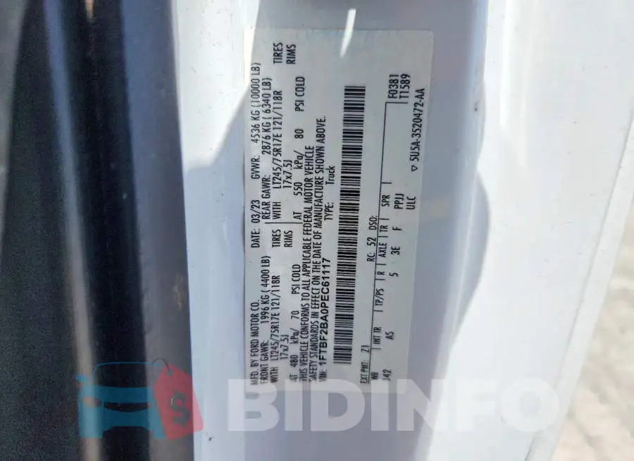 1FTBF2BA0PEC61117 Photo# 12