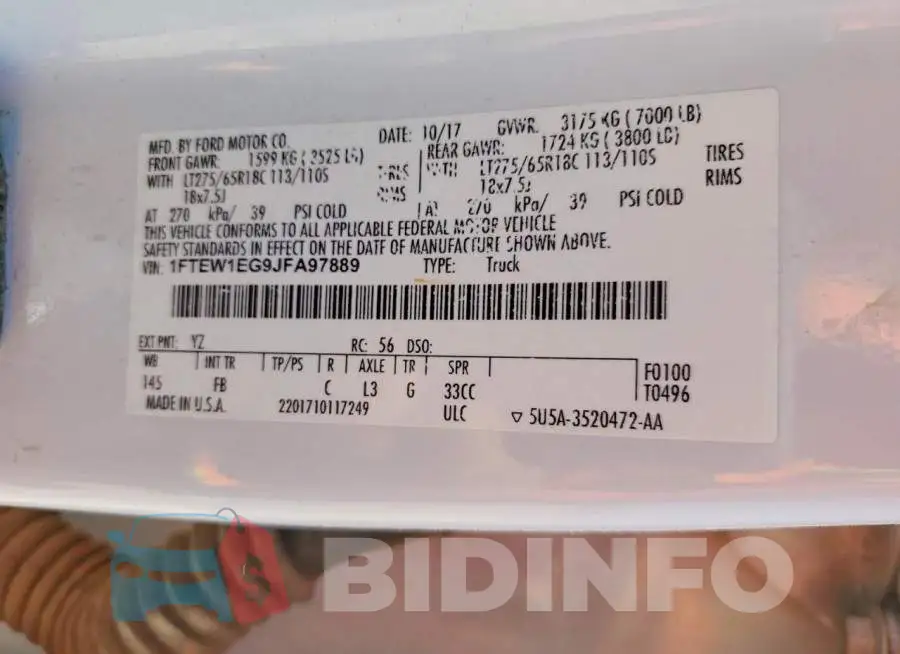 1FTEW1EG9JFA97889 Photo# 12
