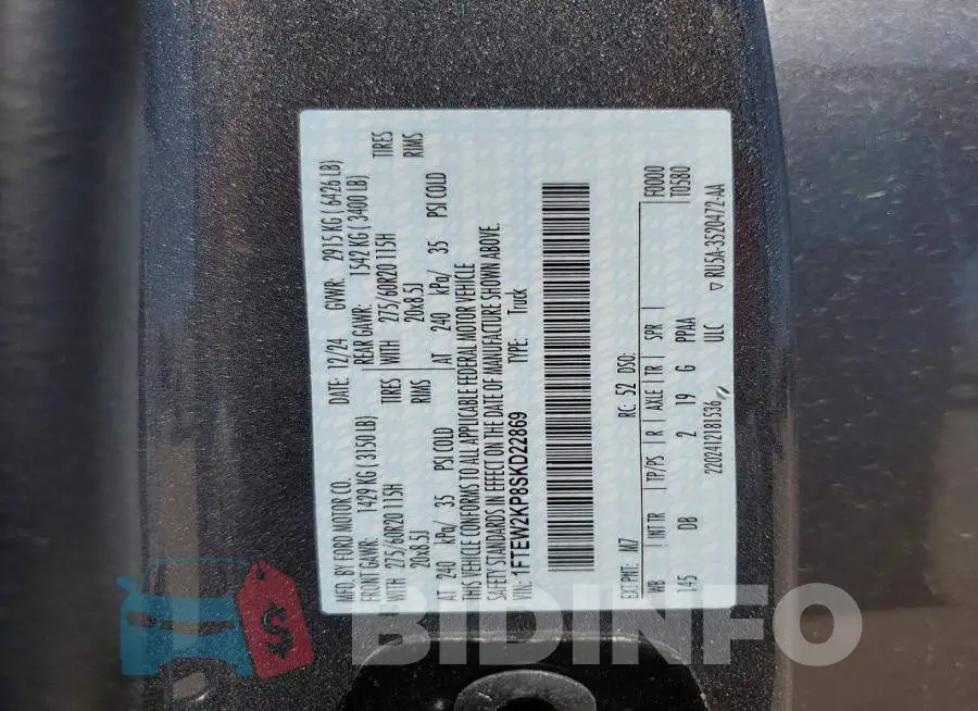 1FTEW2KP8SKD22869 Photo# 13
