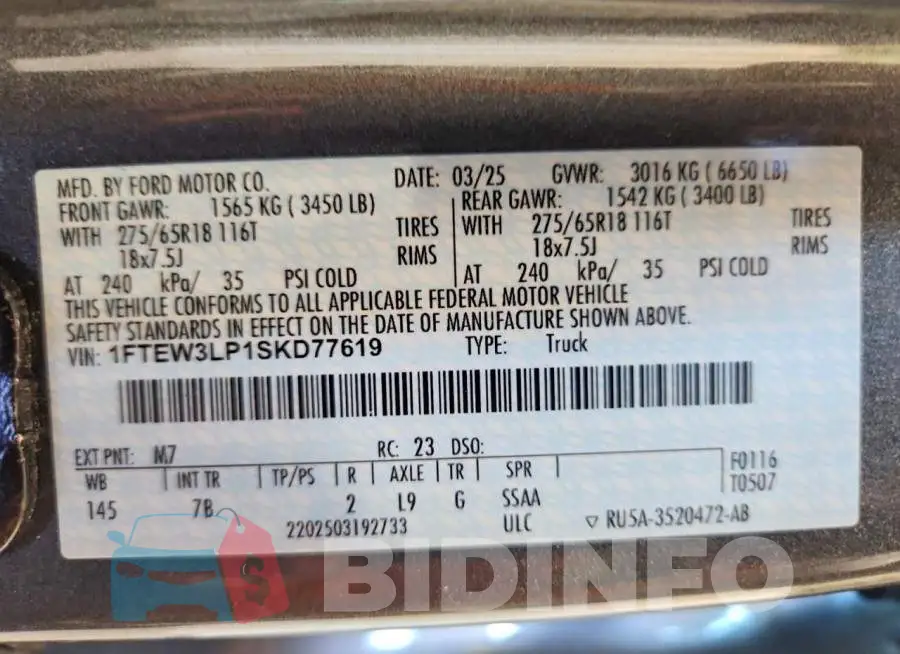 1FTEW3LP1SKD77619 Photo# 13