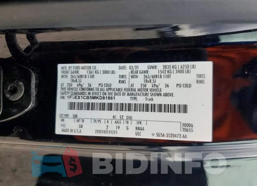 1FTEX1CB5MKD81861 Photo# 12