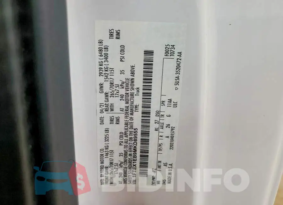 1FTEX1EB9MKD89555 Photo# 12