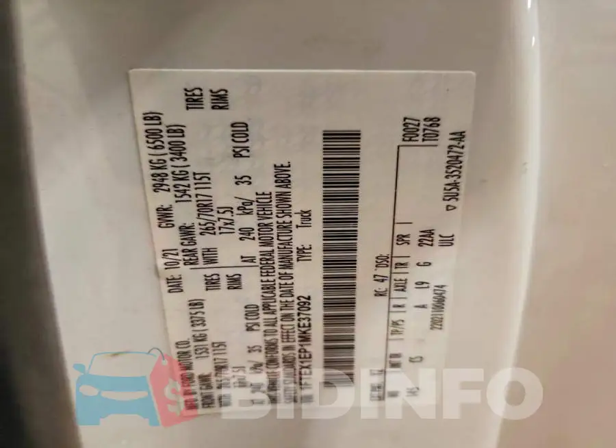 1FTEX1EP1MKE37092 Photo# 12