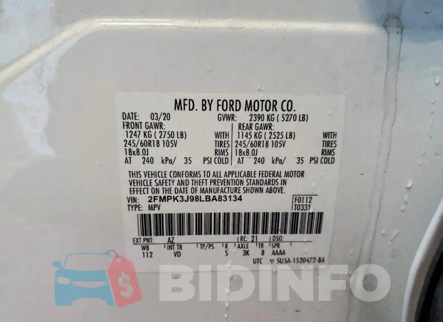 2FMPK3J98LBA83134 Photo# 14