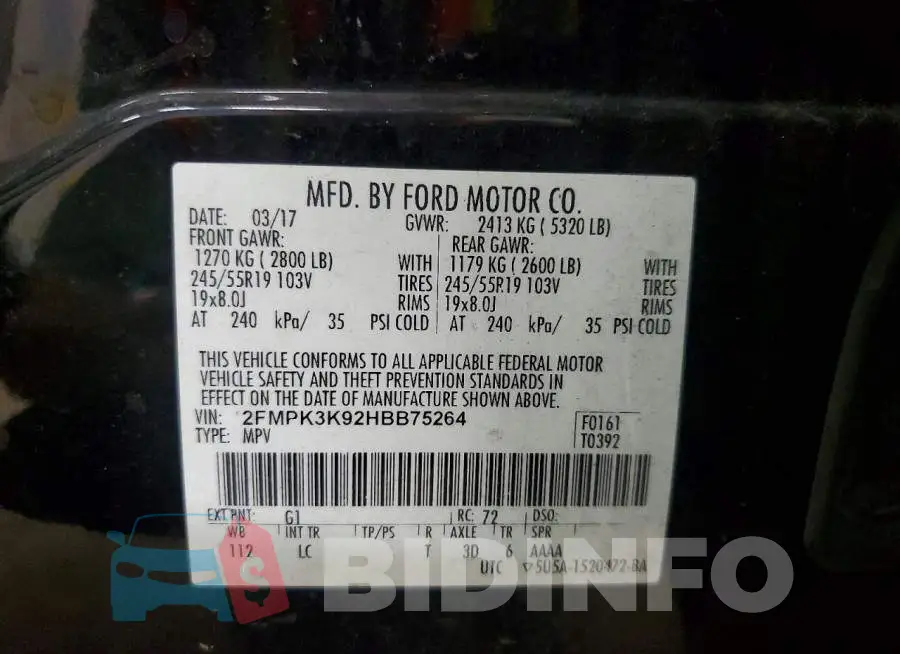 2FMPK3K92HBB75264 Photo# 13
