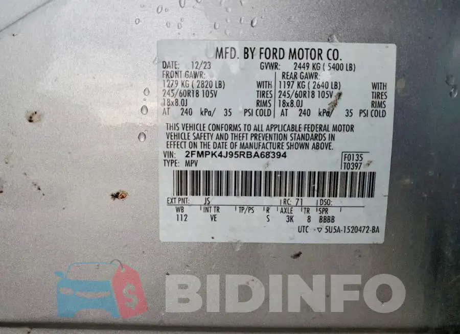 2FMPK4J95RBA68394 Photo# 13