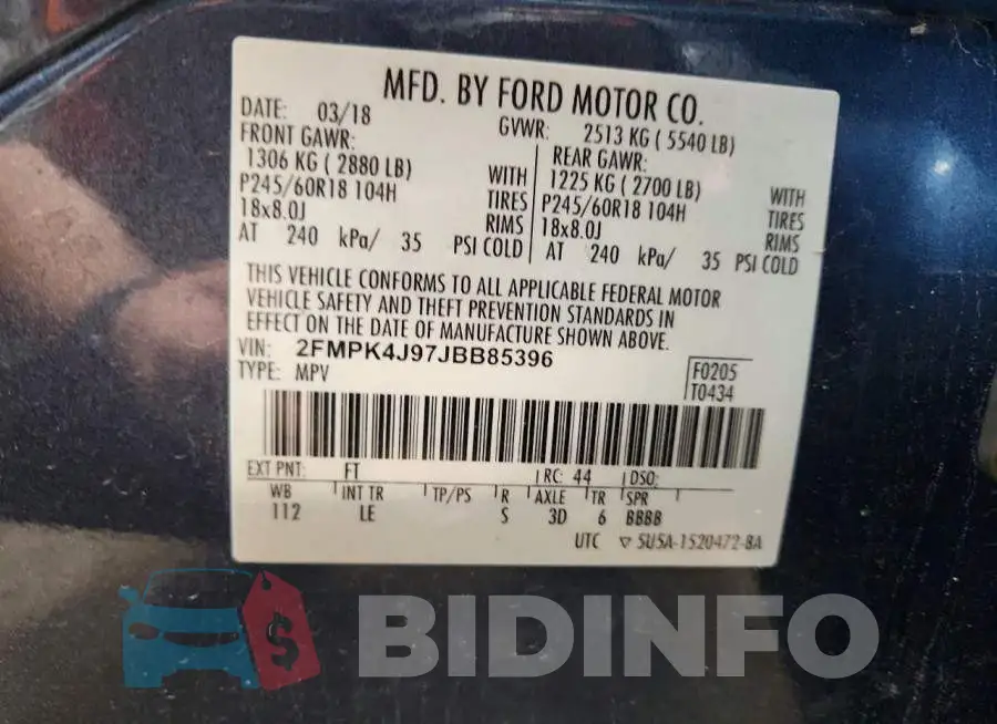 2FMPK4J97JBB85396 Photo# 13
