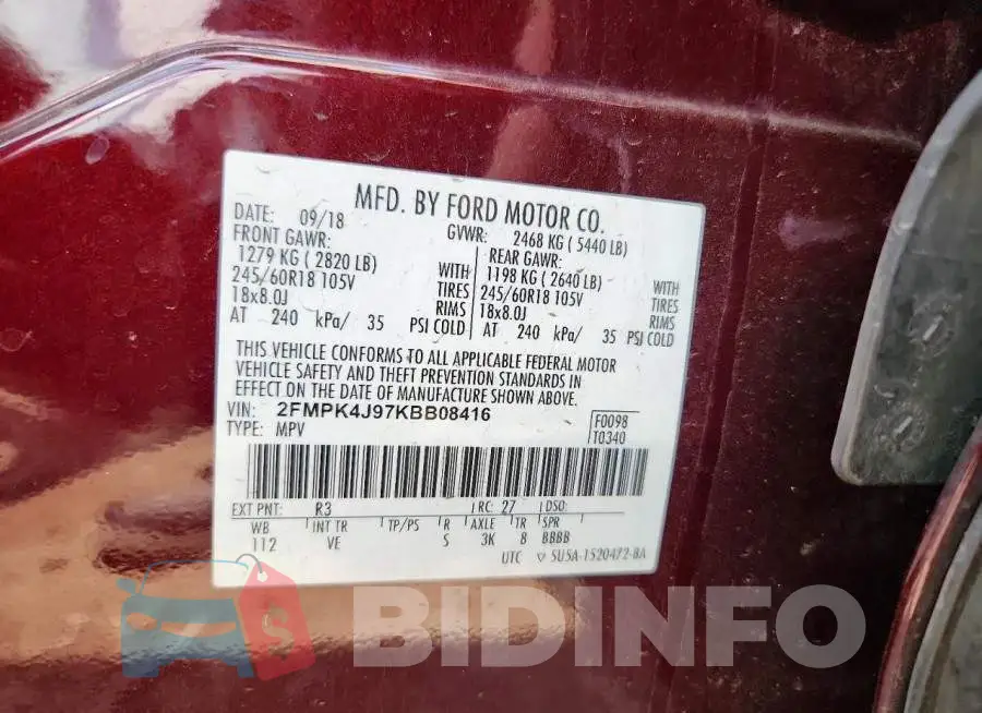 2FMPK4J97KBB08416 Photo# 13