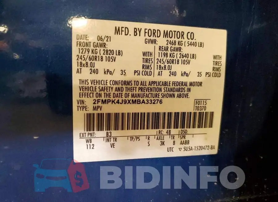 2FMPK4J9XMBA33276 Photo# 14