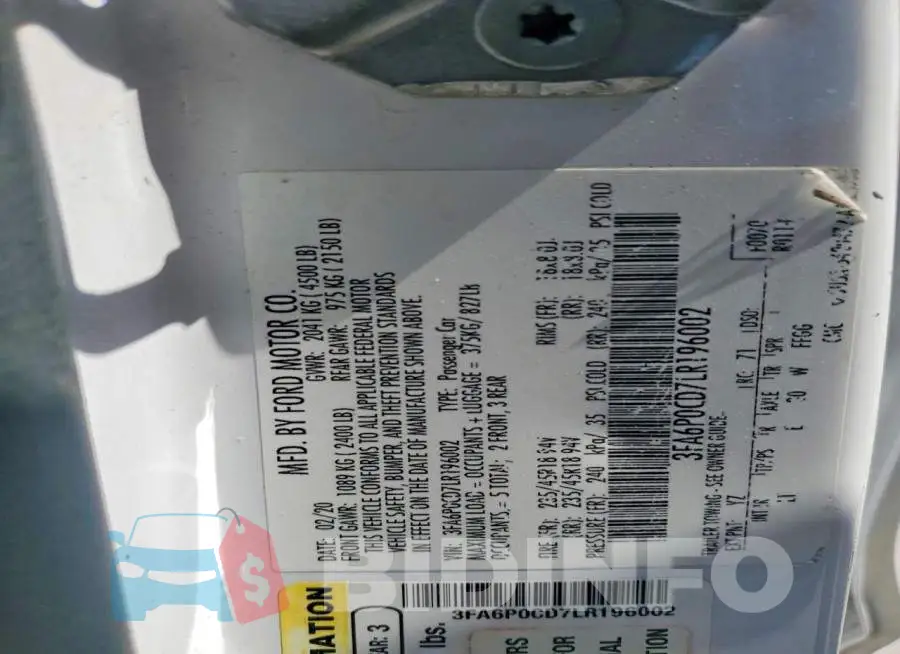3FA6P0CD7LR196002 Photo# 12