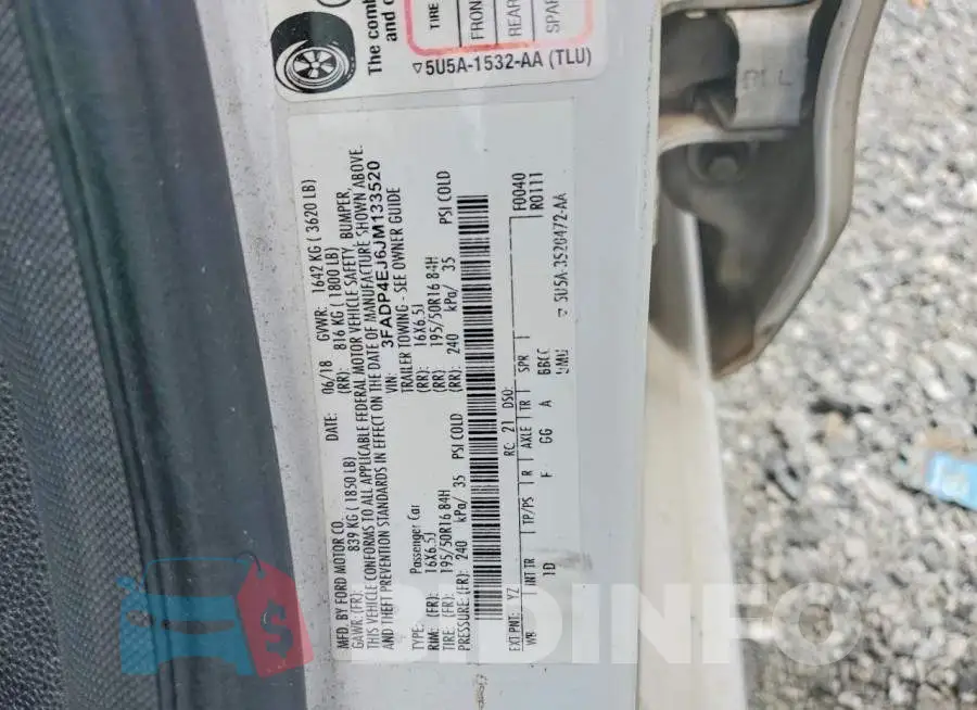 3FADP4EJ6JM133520 Photo# 12