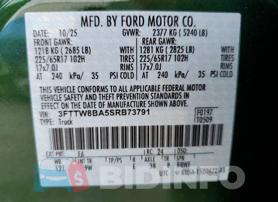 3FTTW8BA5SRB73791 Photo# 12