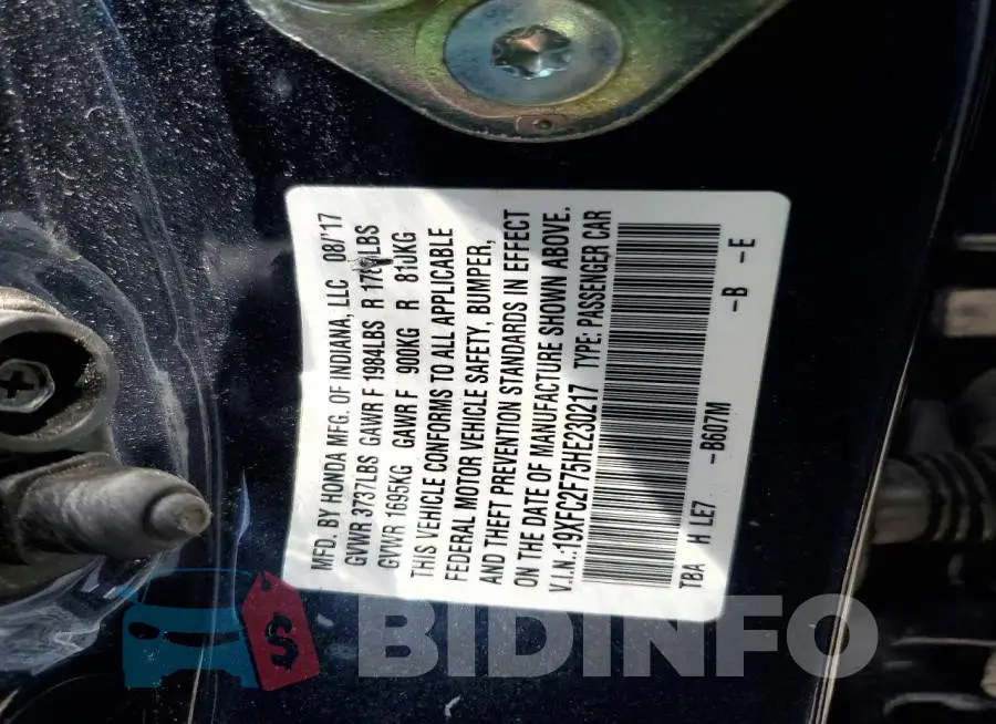 19XFC2F75HE230217 Photo# 12