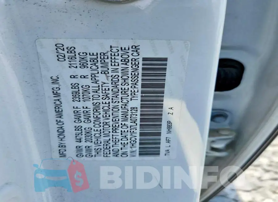 1HGCV1F37LA073128 Photo# 12