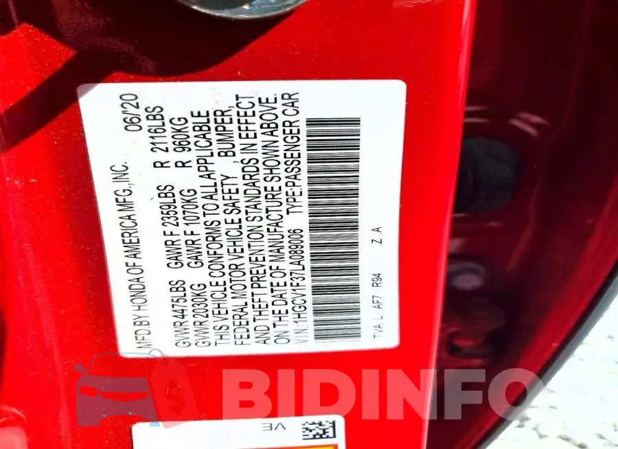 1HGCV1F37LA089006 Photo# 12