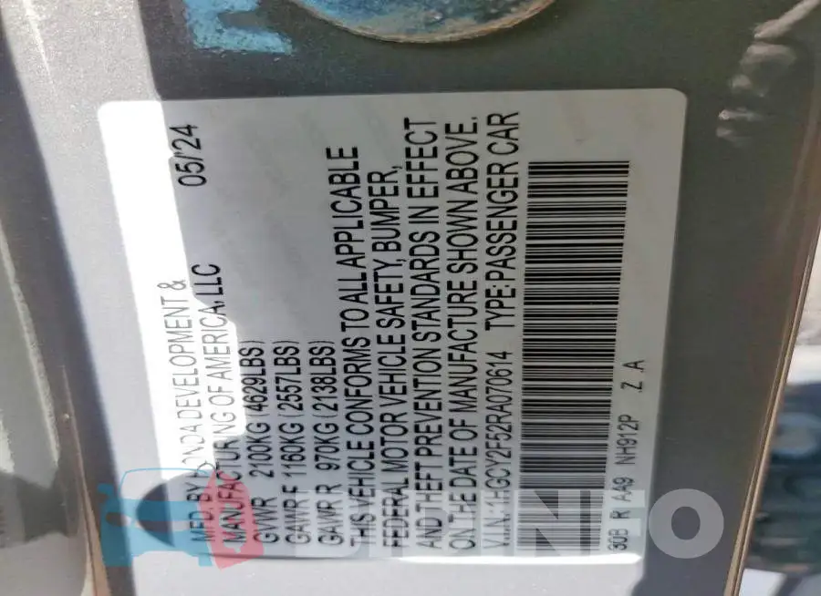 1HGCY2F52RA070614 Photo# 12