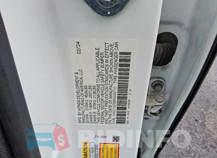 1HGCY2F56RA044713 Photo# 12