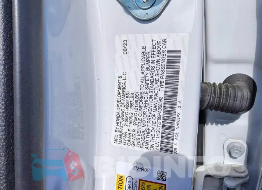 1HGCY2F86PA068582 Photo# 12