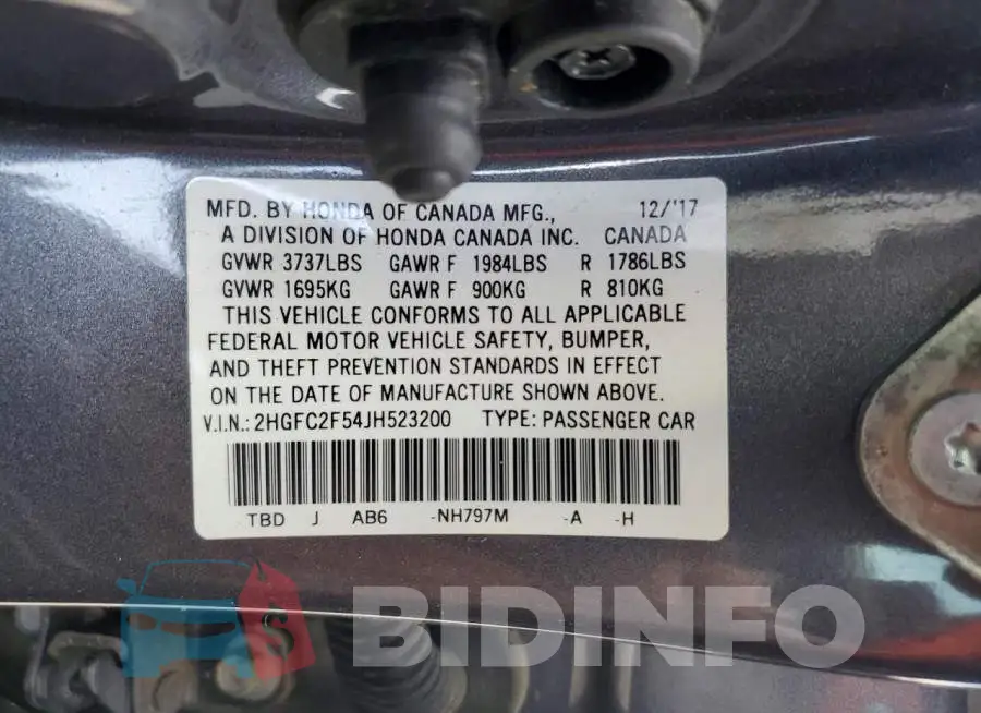 2HGFC2F54JH523200 Photo# 12