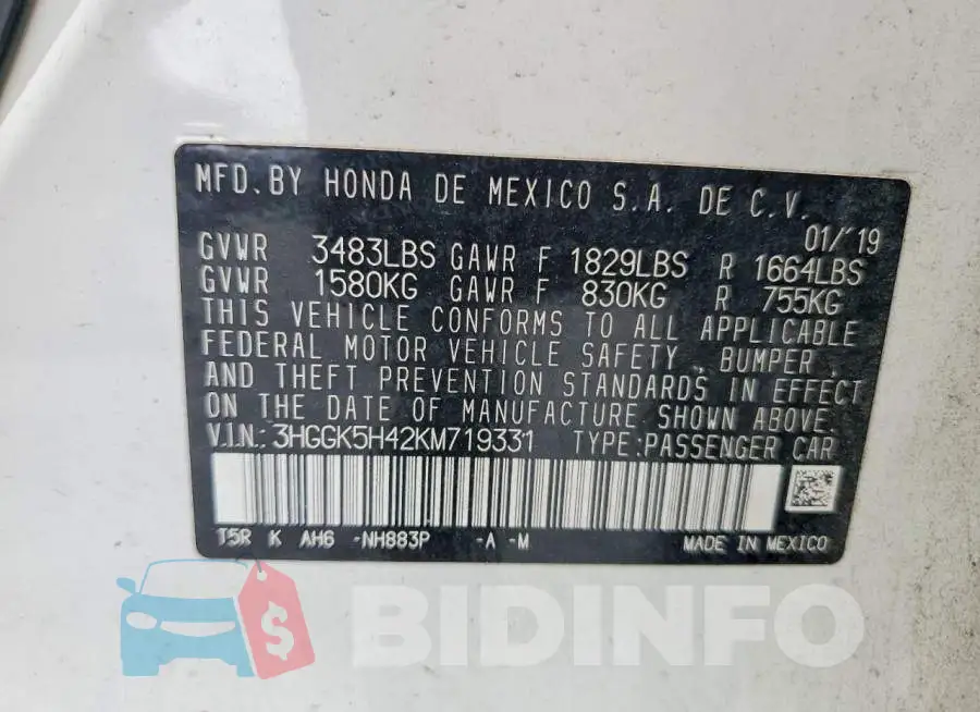 3HGGK5H42KM719331 Photo# 12