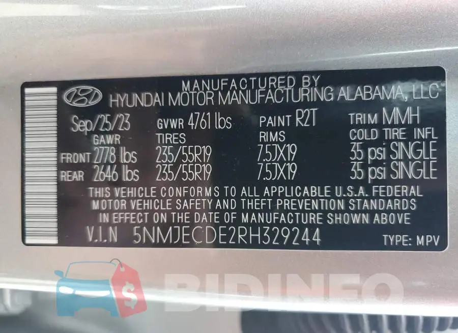 5NMJECDE2RH329244 Photo# 14