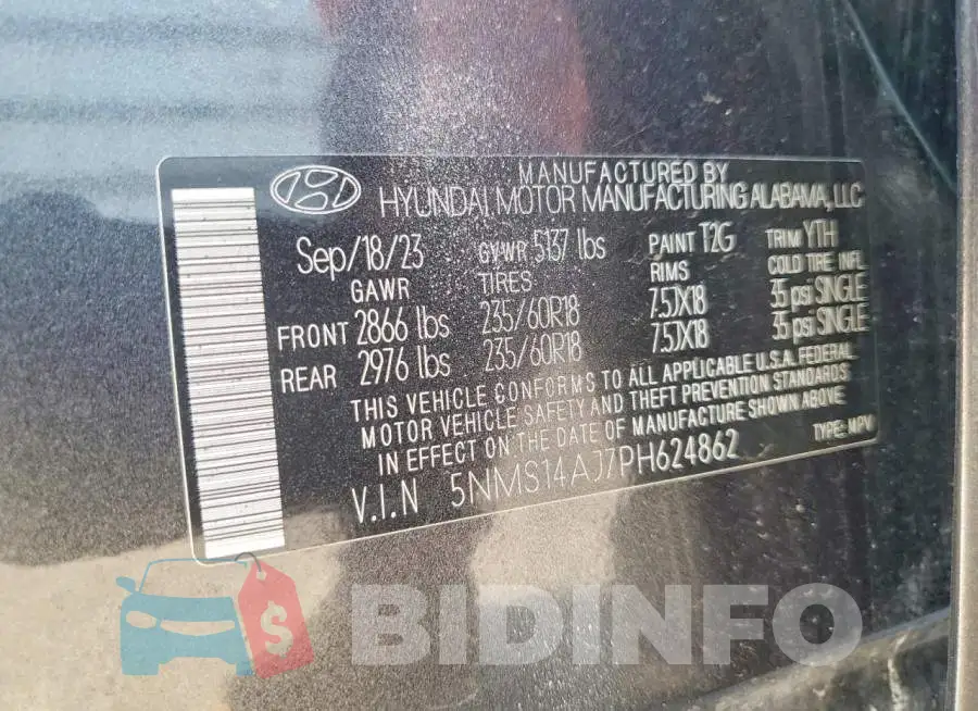 5NMS14AJ7PH624862 Photo# 13