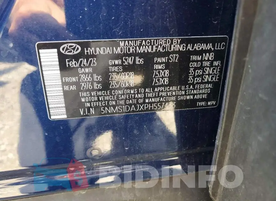 5NMS1DAJXPH557433 Photo# 13