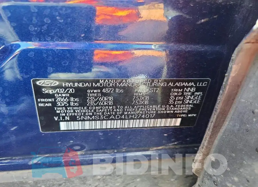 5NMS3CAD4LH274017 Photo# 13