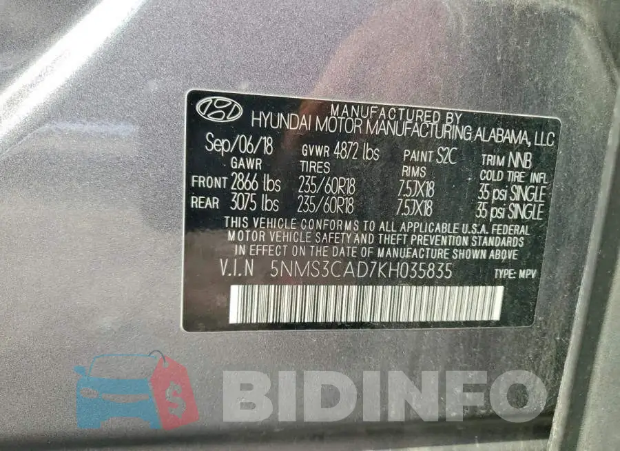 5NMS3CAD7KH035835 Photo# 13