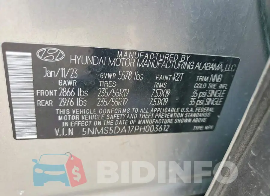 5NMS5DA17PH003612 Photo# 14