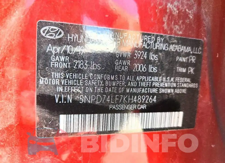 5NPD74LF7KH489264 Photo# 13