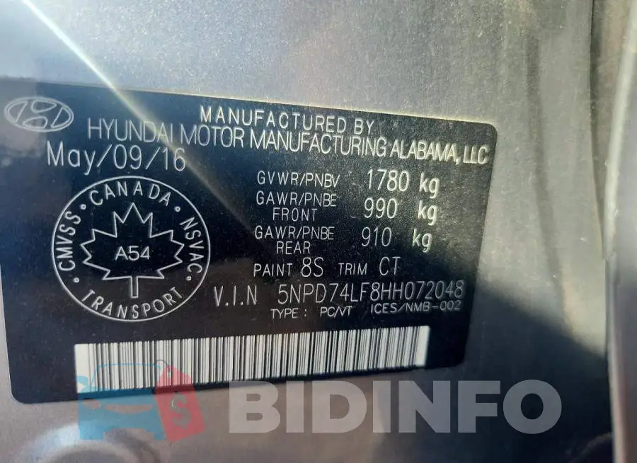 5NPD74LF8HH072048 Photo# 13