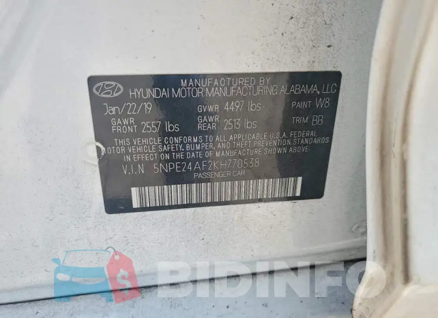 5NPE24AF2KH770538 Photo# 12