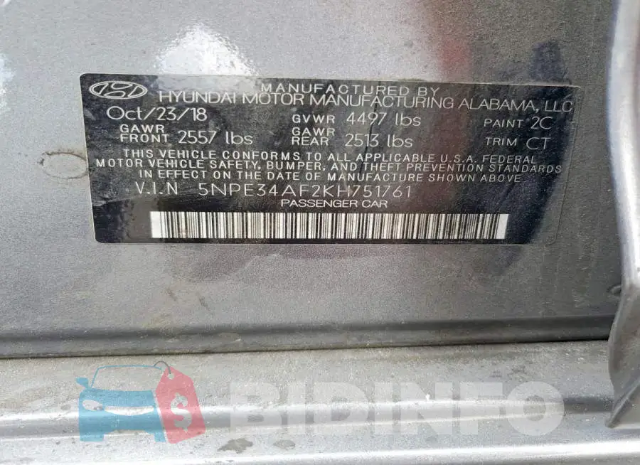 5NPE34AF2KH751761 Photo# 13