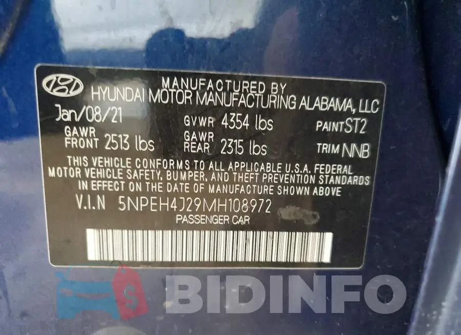 5NPEH4J29MH108972 Photo# 12