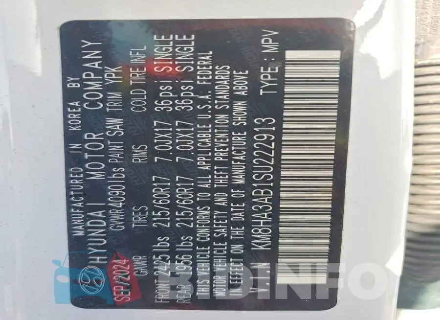 KM8HA3AB1SU222913 Photo# 13