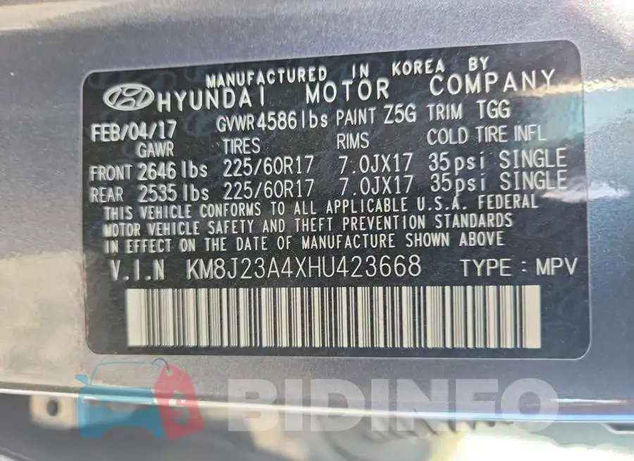 KM8J23A4XHU423668 Photo# 13
