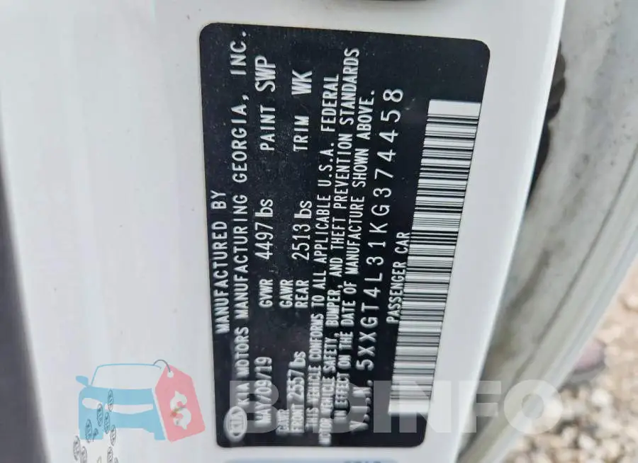 5XXGT4L31KG374458 Photo# 12