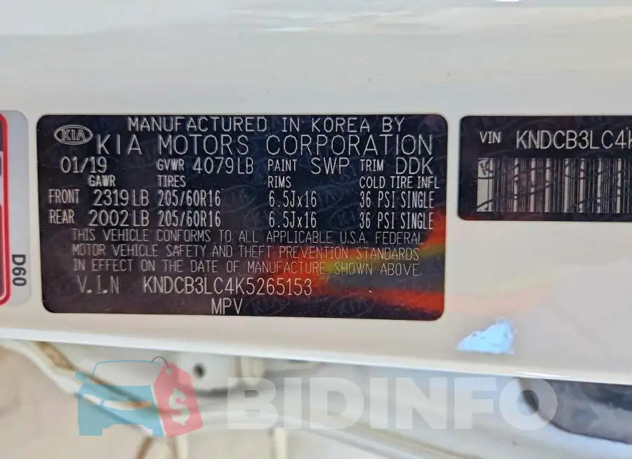 KNDCB3LC4K5265153 Photo# 12