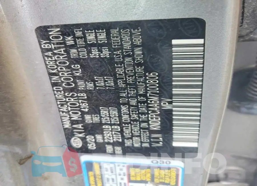 KNDEPCAA6M7100806 Photo# 13