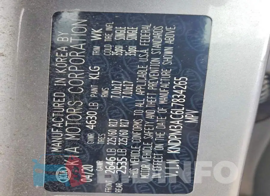 KNDPM3AC6L7834265 Photo# 13