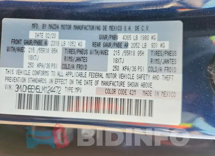 3MVDMBEM5LM124472 Photo# 12