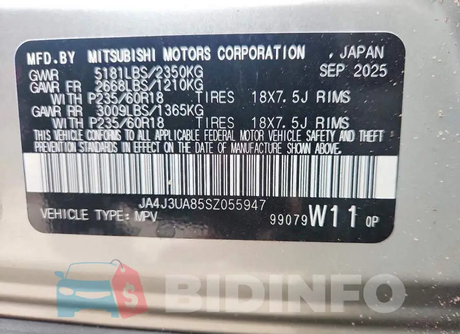 JA4J3UA85SZ055947 Photo# 13