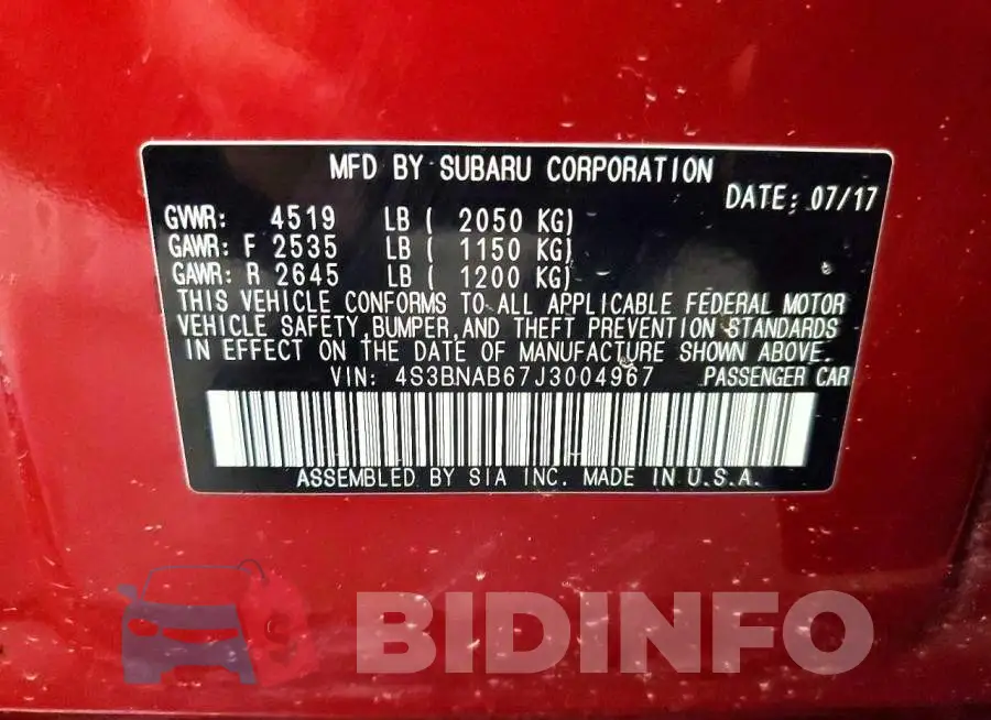 4S3BNAB67J3004967 Photo# 13