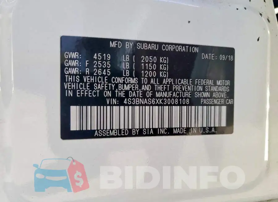 4S3BNAS6XK3008108 Photo# 12