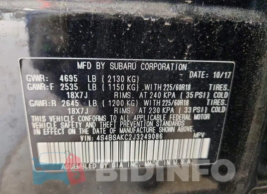 4S4BSAKC2J3249086 Photo# 13