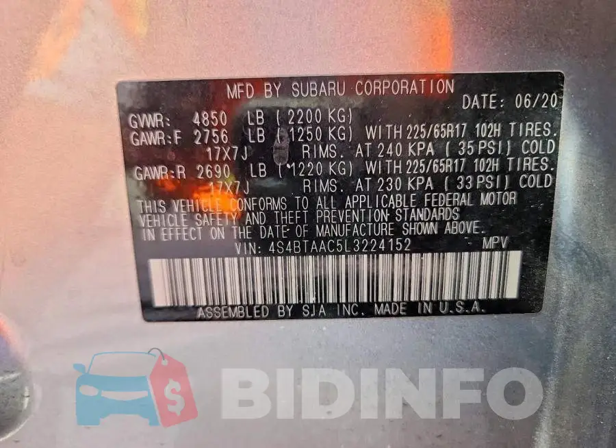 4S4BTAAC5L3224152 Photo# 13