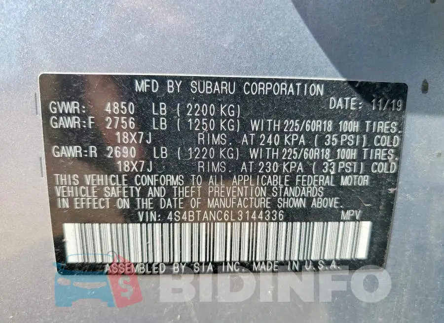 4S4BTANC6L3144336 Photo# 14