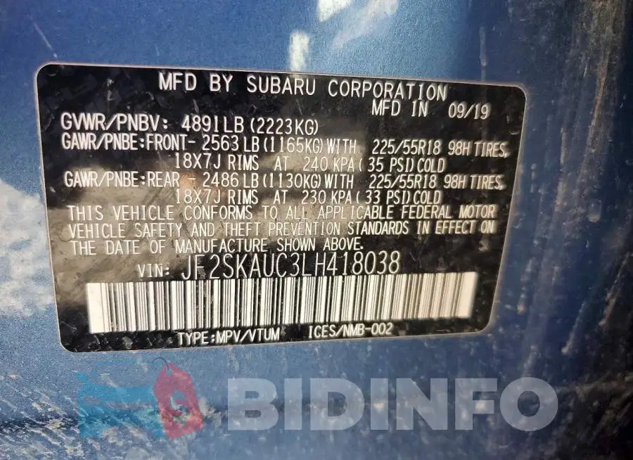 JF2SKAUC3LH418038 Photo# 13